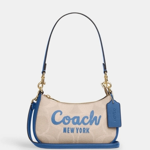 NEW COACH TERI MINI CROSSBODY BAG IN SIGNATURE CANVAS WITH COACH GRAPHIC CY734 - Picture 1 of 9